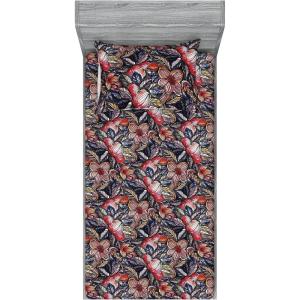 Ambesonne Floral Fitted Sheet & Pillow Sham Set, Valentine’s Day Theme Grunge Style Repetitive Rose Flowers Abstract, Decorative Printed 2 Piece Bedding Decor Set, Twinxl, Pale Fuchsia and Sepia(Scarlet and Lavender Blue)