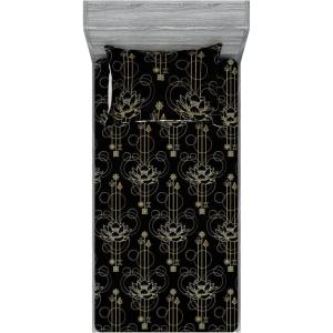 Ambesonne Floral Fitted Sheet & Pillow Sham Set, Valentine’s Day Theme Grunge Style Repetitive Rose Flowers Abstract, Decorative Printed 2 Piece Bedding Decor Set, Twinxl, Pale Fuchsia and Sepia(Charcoal Grey Dark Yellow)