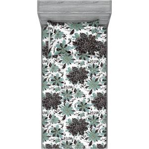 Ambesonne Floral Fitted Sheet & Pillow Sham Set, Valentine’s Day Theme Grunge Style Repetitive Rose Flowers Abstract, Decorative Printed 2 Piece Bedding Decor Set, Twinxl, Pale Fuchsia and Sepia(Reseda Green Grey and White)