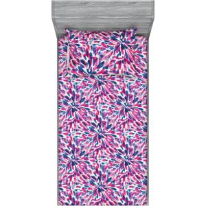 Ambesonne Floral Fitted Sheet & Pillow Sham Set, Valentine’s Day Theme Grunge Style Repetitive Rose Flowers Abstract, Decorative Printed 2 Piece Bedding Decor Set, Twinxl, Pale Fuchsia and Sepia(Hot Pink and Night Blue)