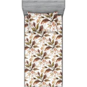 Ambesonne Floral Fitted Sheet & Pillow Sham Set, Valentine’s Day Theme Grunge Style Repetitive Rose Flowers Abstract, Decorative Printed 2 Piece Bedding Decor Set, Twinxl, Pale Fuchsia and Sepia(Burnt Sienna Sand Brown)