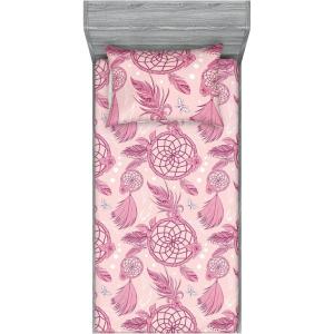 Ambesonne Floral Fitted Sheet & Pillow Sham Set, Watercolor Repeating Roses Valentine’s Day Theme Vintage Style Art, Decorative Printed 3 Piece Bedding Decor Set, Full, Dark Coral Fawn and Sepia(Pale Pink Blush and White)