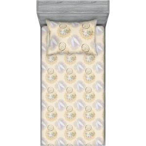 Ambesonne Floral Fitted Sheet & Pillow Sham Set, Watercolor Repeating Roses Valentine’s Day Theme Vintage Style Art, Decorative Printed 3 Piece Bedding Decor Set, Full, Dark Coral Fawn and Sepia(Grey Yellow and Pale Mauve)