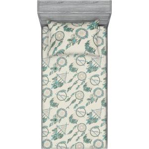 Ambesonne Floral Fitted Sheet & Pillow Sham Set, Watercolor Repeating Roses Valentine’s Day Theme Vintage Style Art, Decorative Printed 3 Piece Bedding Decor Set, Full, Dark Coral Fawn and Sepia(Pale Teal and Peacock Green)