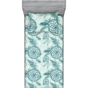 Ambesonne Floral Fitted Sheet & Pillow Sham Set, Watercolor Repeating Roses Valentine’s Day Theme Vintage Style Art, Decorative Printed 3 Piece Bedding Decor Set, Full, Dark Coral Fawn and Sepia(Pale Teal and Almond Green)
