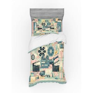 Ambesonne Floral Heart Bedding Set, Tenderness of Romantic Garden Ivy Branches and Roses Valentines Day, 3 Piece Duvet Cover Set with Sham and Fitted Sheet, Twin XL Size, Laurel Green and Pink(Almond Green Blush Peach)