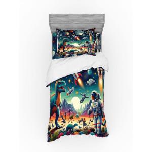 Ambesonne Floral Heart Bedding Set, Tenderness of Romantic Garden Ivy Branches and Roses Valentines Day, 3 Piece Duvet Cover Set with Sham and Fitted Sheet, Twin XL Size, Laurel Green and Pink(Multicolor Teal Red)