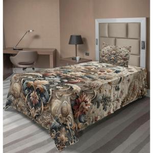 Ambesonne Floral Heart Sheet Set, Tenderness of Romantic Garden Ivy Branches and Roses Valentines Day, Fitted and Flat Sheet with Pillowcase Bedding Accent 3 Piece Set, Twin, Laurel Green and Pink(Tan Dark Blue and Pale Ruby)