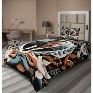 Ambesonne Floral Heart Sheet Set, Tenderness of Romantic Garden Ivy Branches and Roses Valentines Day, Fitted and Flat Sheet with Pillowcase Bedding Accent 3 Piece Set, Twin, Laurel Green and Pink(Blue Grey and Pale Caramel)