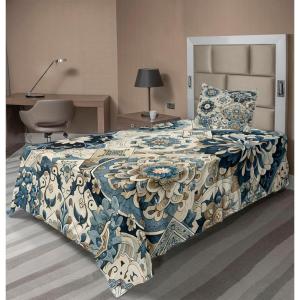 Ambesonne Floral Heart Sheet Set, Tenderness of Romantic Garden Ivy Branches and Roses Valentines Day, Fitted and Flat Sheet with Pillowcase Bedding Accent 3 Piece Set, Twin, Laurel Green and Pink(Off White Cadet Blue)