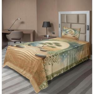 Ambesonne Floral Heart Sheet Set, Tenderness of Romantic Garden Ivy Branches and Roses Valentines Day, Fitted and Flat Sheet with Pillowcase Bedding Accent 3 Piece Set, Twin, Laurel Green and Pink(Camel Reseda Green Blue)