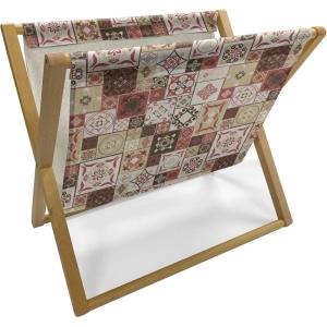 Ambesonne Green Flower Magazine and Book Holder, Floral Pattern Abstract Rose Design Romance Valentines Day Inspired, Floor Rack Decor for Interior of Home & Office, 22″ x 19″, Blue Pale Green White(Cream Dark Coral Brown)