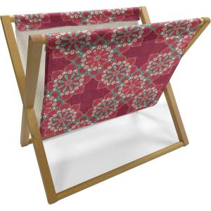 Ambesonne Green Flower Magazine and Book Holder, Floral Pattern Abstract Rose Design Romance Valentines Day Inspired, Floor Rack Decor for Interior of Home & Office, 22″ x 19″, Blue Pale Green White(Pink Seafoam Peach)