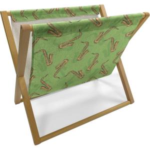 Ambesonne Green Flower Magazine and Book Holder, Floral Pattern Abstract Rose Design Romance Valentines Day Inspired, Floor Rack Decor for Interior of Home & Office, 22″ x 19″, Blue Pale Green White(Green Yellow Brown)