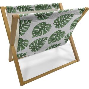 Ambesonne Green Flower Magazine and Book Holder, Floral Pattern Abstract Rose Design Romance Valentines Day Inspired, Floor Rack Decor for Interior of Home & Office, 22″ x 19″, Blue Pale Green White(White and Green)