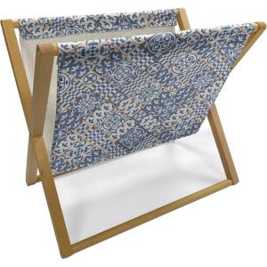 Ambesonne Green Flower Magazine and Book Holder, Floral Pattern Abstract Rose Design Romance Valentines Day Inspired, Floor Rack Decor for Interior of Home & Office, 22″ x 19″, Blue Pale Green White(Blue Orange White)