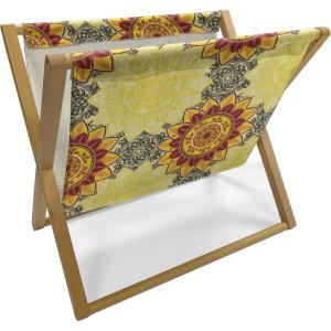 Ambesonne Green Flower Magazine and Book Holder, Floral Pattern Abstract Rose Design Romance Valentines Day Inspired, Floor Rack Decor for Interior of Home & Office, 22″ x 19″, Blue Pale Green White(Yellow Black Ruby)
