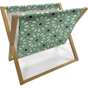 Ambesonne Green Flower Magazine and Book Holder, Floral Pattern Abstract Rose Design Romance Valentines Day Inspired, Floor Rack Decor for Interior of Home & Office, 22″ x 19″, Blue Pale Green White(Sea Green Cream Black)