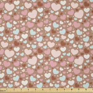 Ambesonne Love Fabric by The Yard, Colorful Little Hearts Valentine Pattern Amour Flirt Love Theme, Stretch Knit Fabric for Clothing Sewing and Arts Crafts, 5 Yards, Pale Blue Pale Pink(Pale Blue Pale Pink)