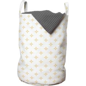 Ambesonne Modern Laundry Bag, Diamond Like Small Stars Pattern for Home Office Contemporary Artprint, Hamper Basket with Handles Drawstring Closure for Laundromats, 13″ x 19″, Apricot Yellow and White