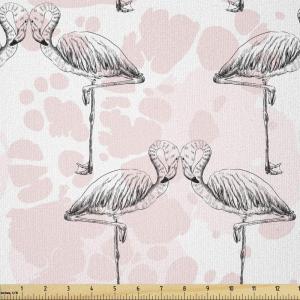 Ambesonne Romantic Fabric by The Yard, Flamingos Shaping Hearts with Heads Love Animal Valentines Illustration, Stretch Knit Fabric for Clothing Sewing and Arts Crafts, 10 Yards, Pale Pink Grey(Pale Pink Grey)
