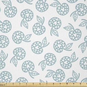 Ambesonne Scandinavian Fabric by The Yard, Apples with Heart Motifs Monochrome Fruit Motifs Valentines Day Theme, Stretch Knit Fabric for Clothing Sewing and Arts Crafts, 5 Yards, Pale Blue and White(Pale Blue and White)