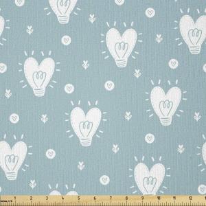 Ambesonne Scandinavian Fabric by The Yard, Hearts Valentines Day Idea Illustration with Pastel Blue Background, Stretch Knit Fabric for Clothing Sewing and Arts Crafts, 10 Yards, Pale Blue and White(Pale Blue and White)
