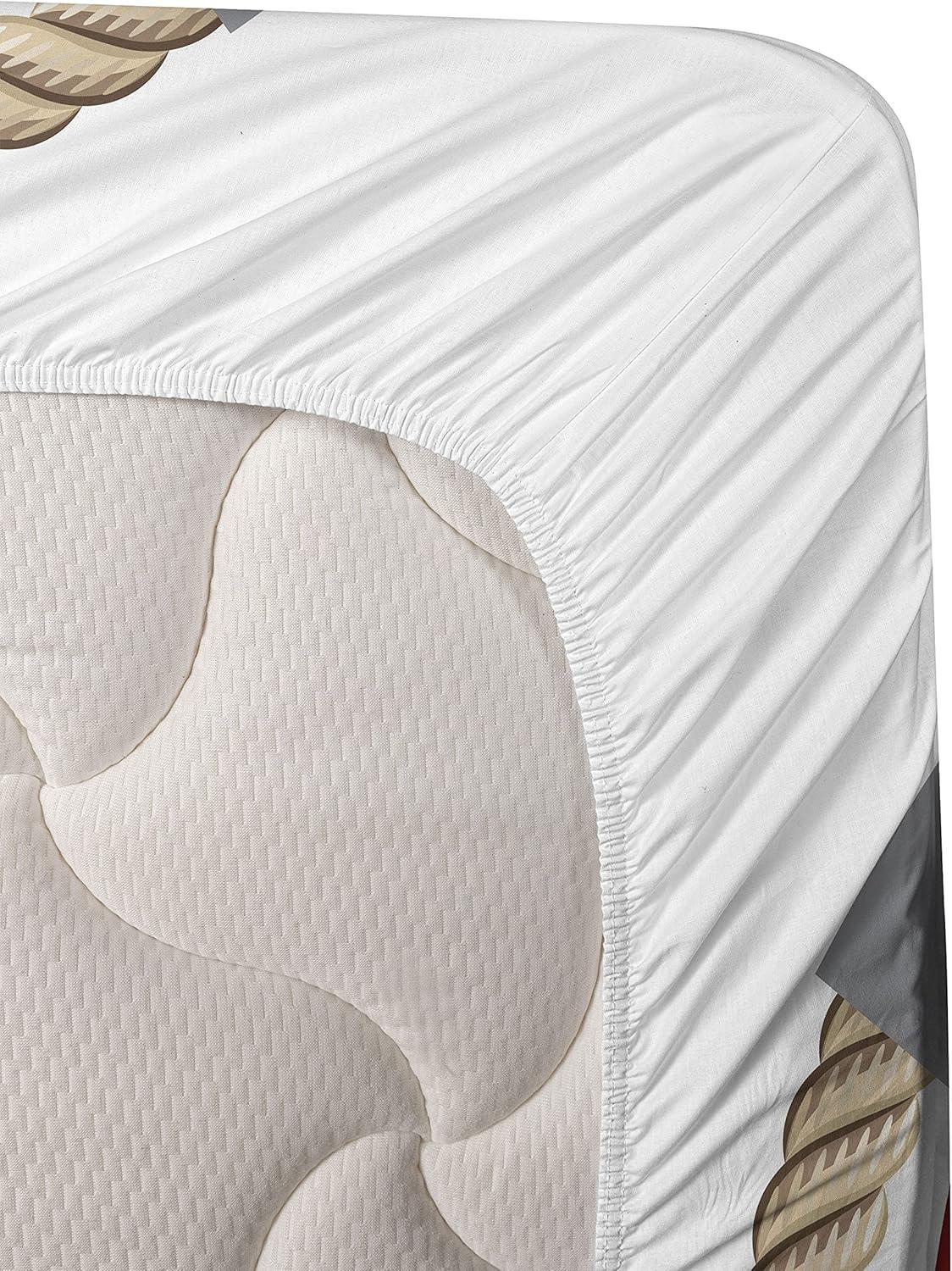 imageAmbesonne Coastal Sheet Set Heart Shaped Belt Valentine Love Affection Honeymoon Romantic Theme Art Fitted and Flat Sheet with Pillowcases Bedding Accent 4 Piece Set King Orange White Cream