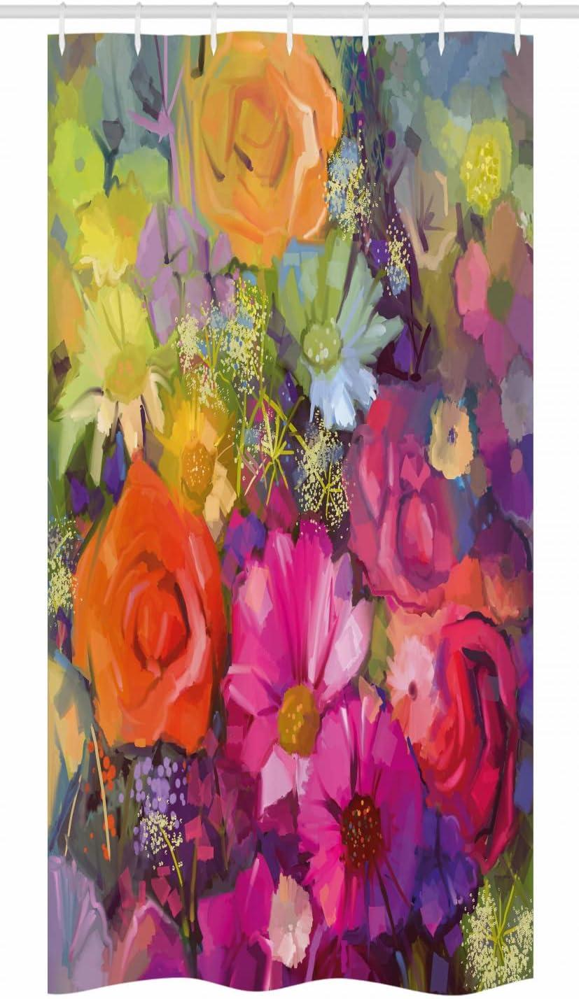 imageAmbesonne Floral Stall Shower Curtain Vibrant Flower Bouquet with Daisy Peony Gerbera Petals Romantic Arrangement Print Fabric Bathroom Decor Set with Hooks 36 W x 72 L Multicolor Orange