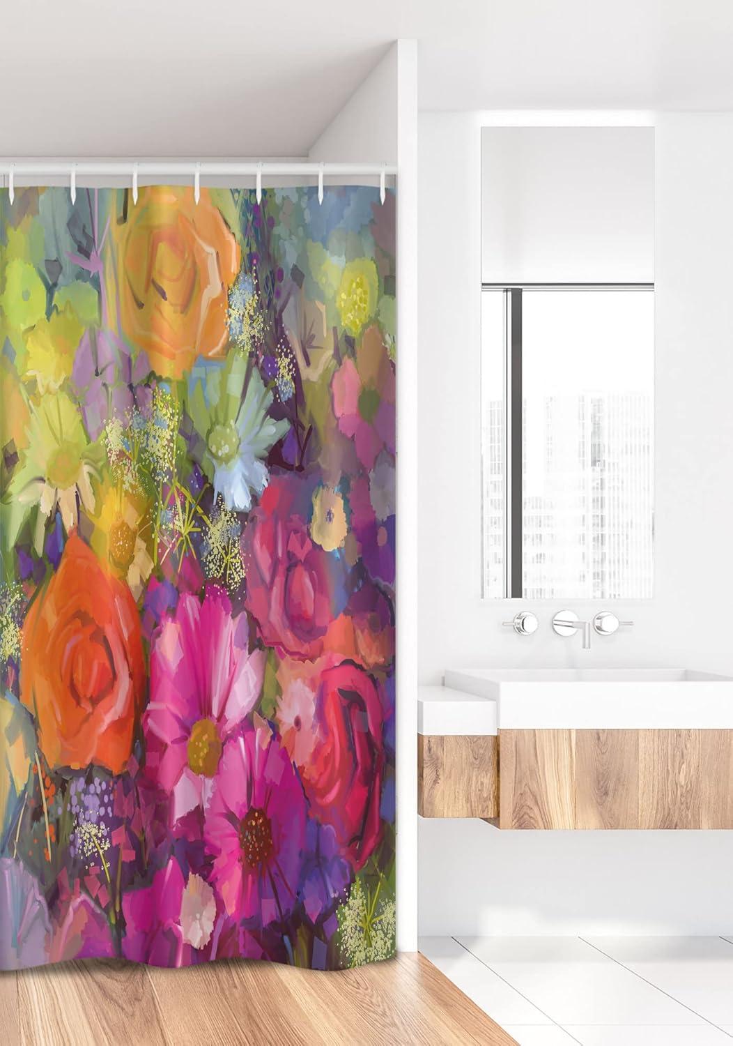 imageAmbesonne Floral Stall Shower Curtain Vibrant Flower Bouquet with Daisy Peony Gerbera Petals Romantic Arrangement Print Fabric Bathroom Decor Set with Hooks 36 W x 72 L Multicolor Orange