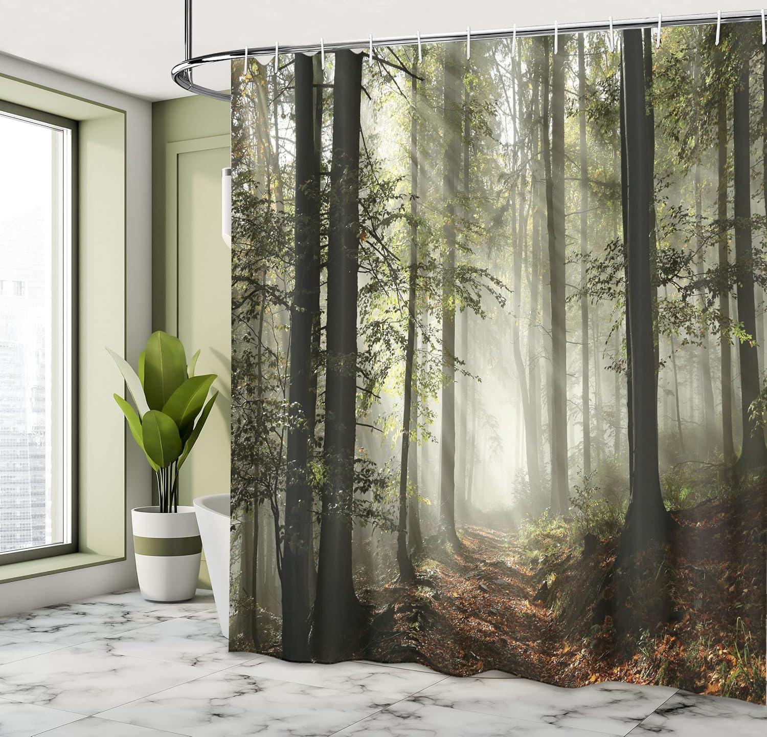 imageAmbesonne Green Shower Curtain Delicate Floral Huddle with Leaves Bohemian Romantic Concept Sage Tones Cloth Fabric Bathroom Decor Set with Hooks 69 W x 70 L Jade Green Pale EggshellGreen Brown