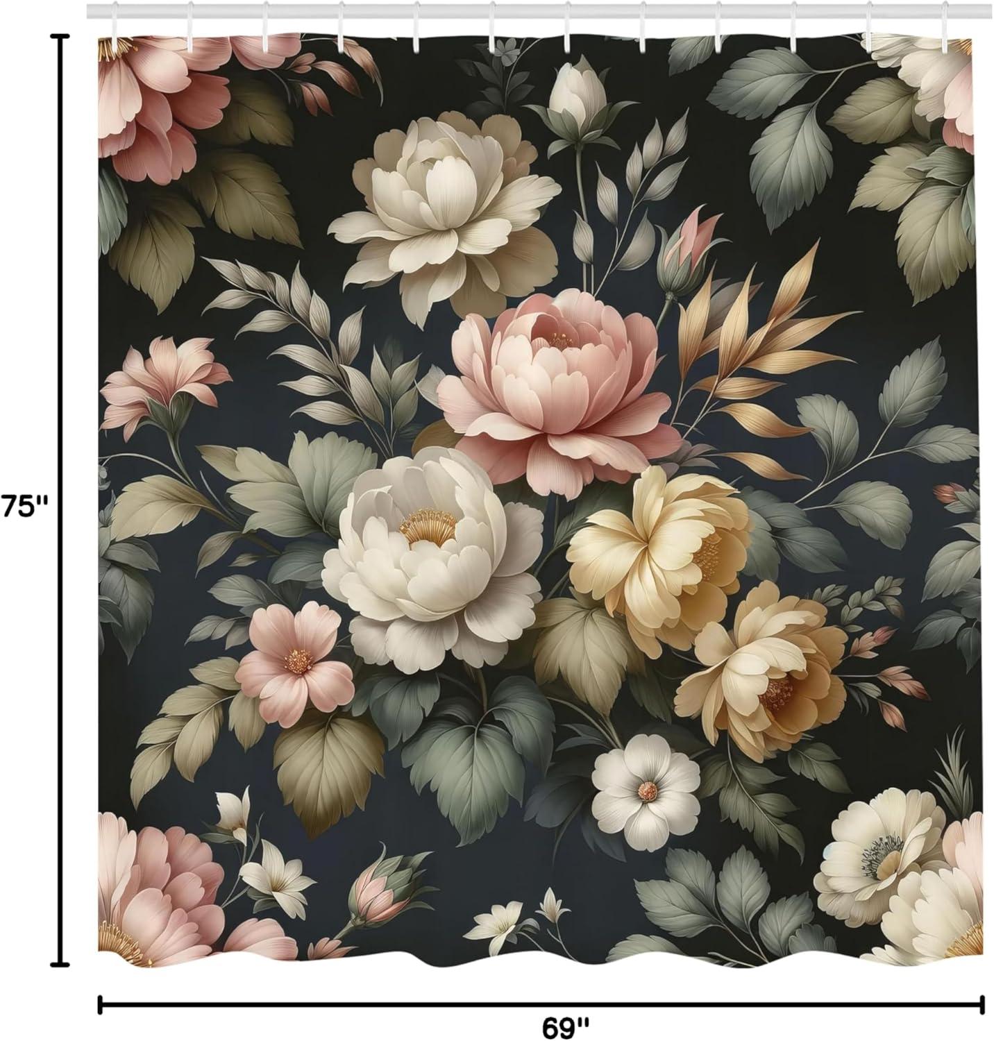 imageAmbesonne Green Shower Curtain Delicate Floral Huddle with Leaves Bohemian Romantic Concept Sage Tones Cloth Fabric Bathroom Decor Set with Hooks 69 W x 70 L Jade Green Pale EggshellRose Sage Green and Ecru