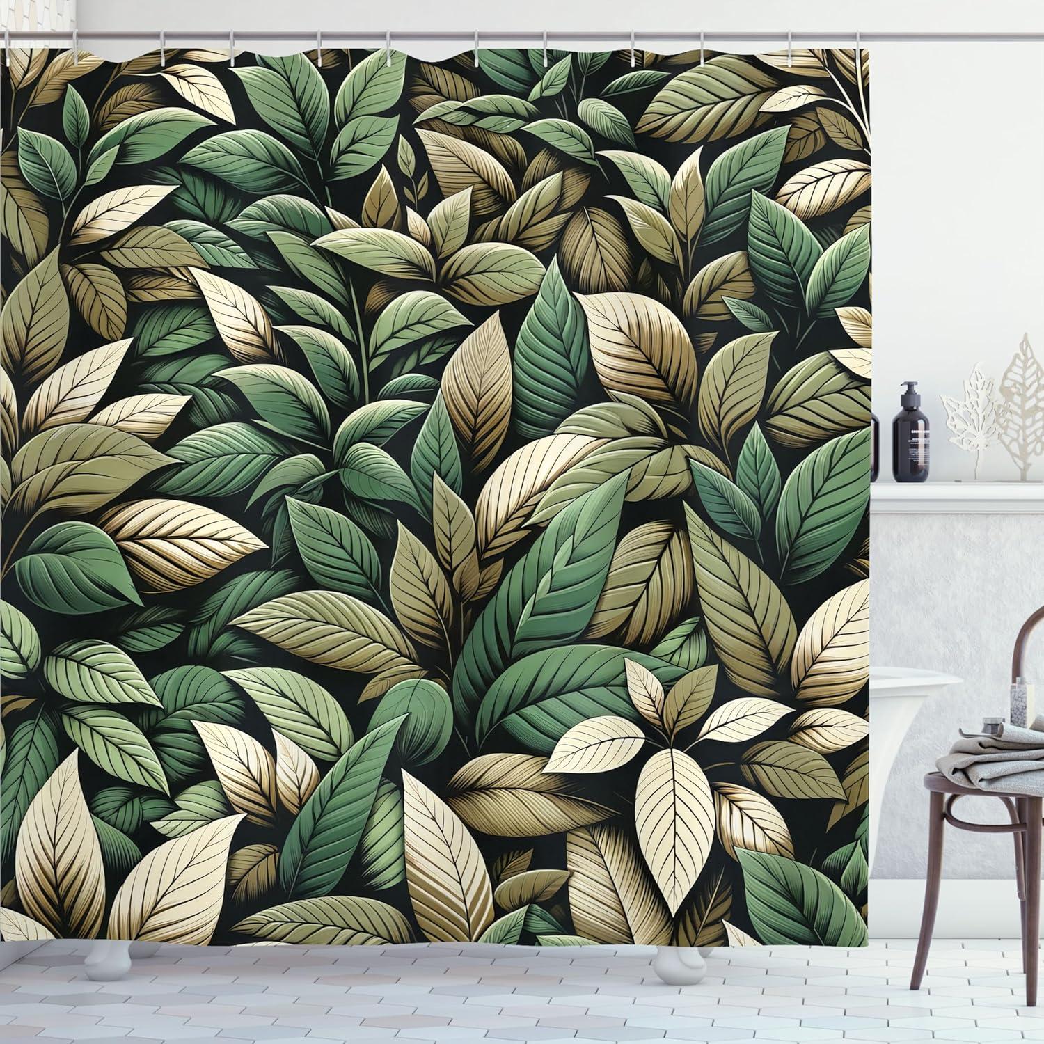 imageAmbesonne Green Shower Curtain Delicate Floral Huddle with Leaves Bohemian Romantic Concept Sage Tones Cloth Fabric Bathroom Decor Set with Hooks 69 W x 70 L Jade Green Pale EggshellLaurel Green and Eggshell