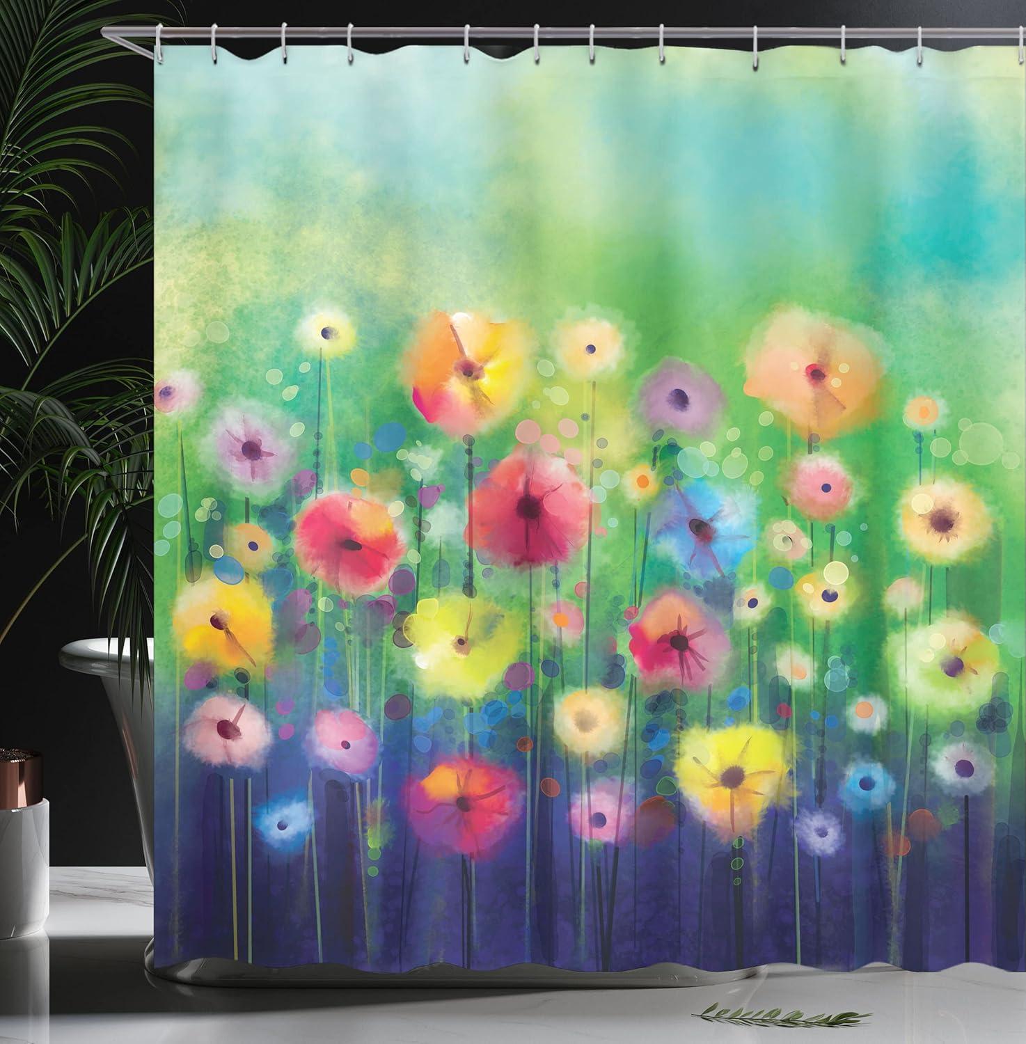 imageAmbesonne Green Shower Curtain Delicate Floral Huddle with Leaves Bohemian Romantic Concept Sage Tones Cloth Fabric Bathroom Decor Set with Hooks 69 W x 70 L Jade Green Pale EggshellGreen and Indigo