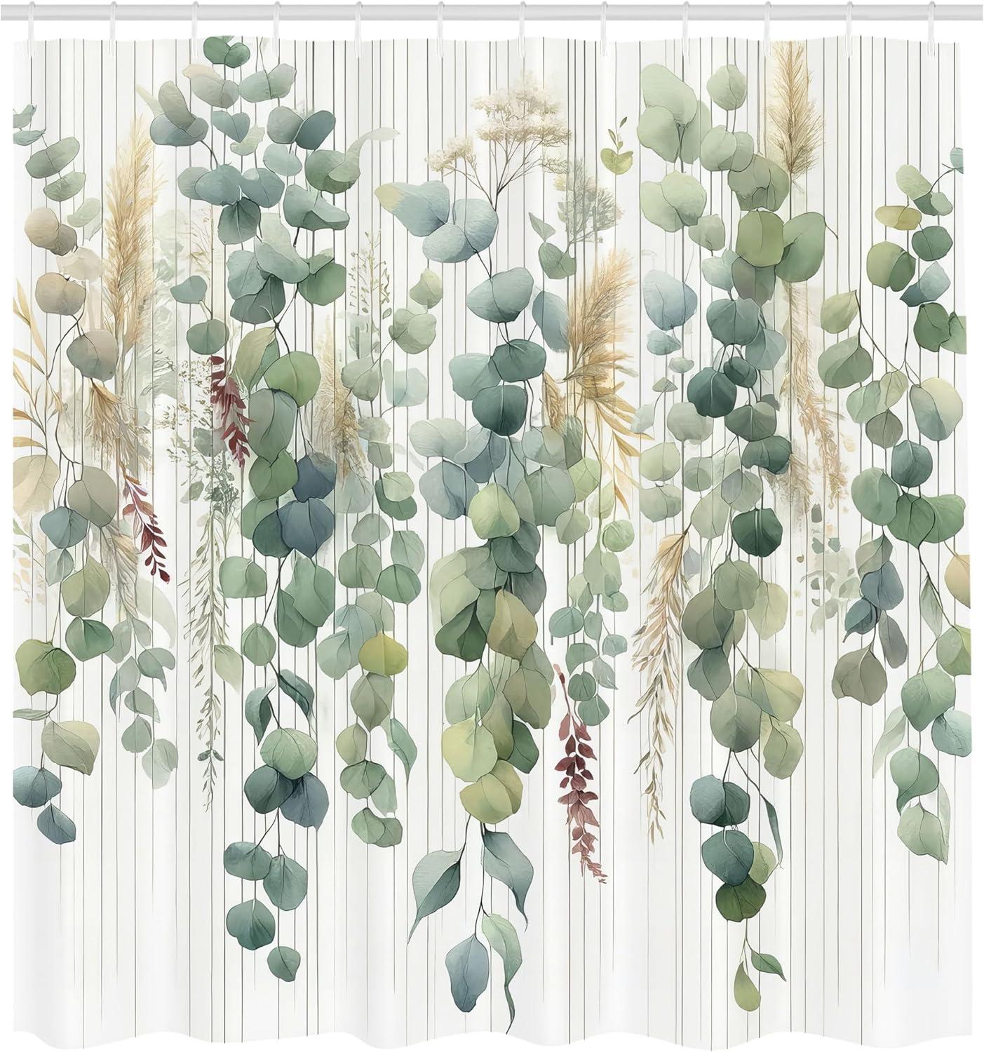 imageAmbesonne Green Shower Curtain Delicate Floral Huddle with Leaves Bohemian Romantic Concept Sage Tones Cloth Fabric Bathroom Decor Set with Hooks 69 W x 70 L Jade Green Pale EggshellKhaki Laurel Green White