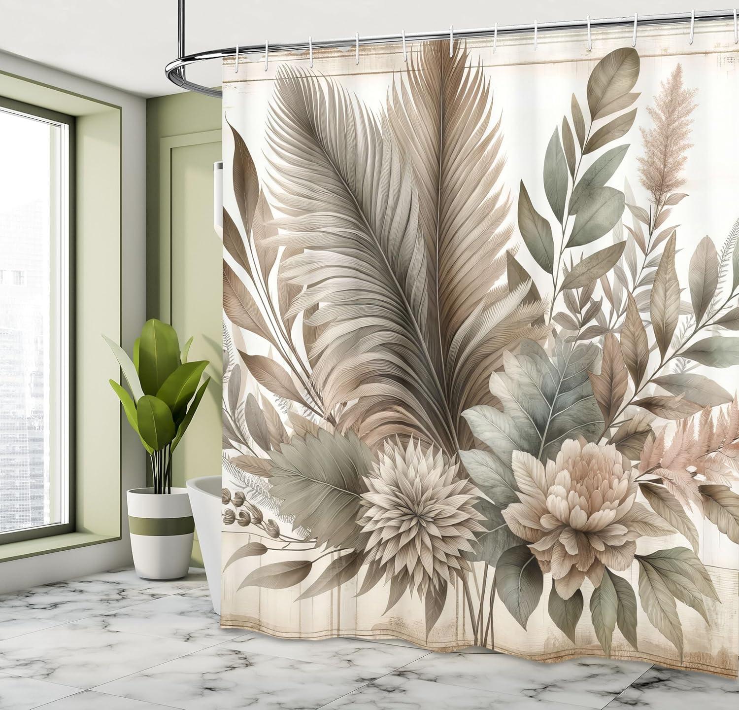 imageAmbesonne Green Shower Curtain Delicate Floral Huddle with Leaves Bohemian Romantic Concept Sage Tones Cloth Fabric Bathroom Decor Set with Hooks 69 W x 70 L Jade Green Pale EggshellPale Sepia Sage Green