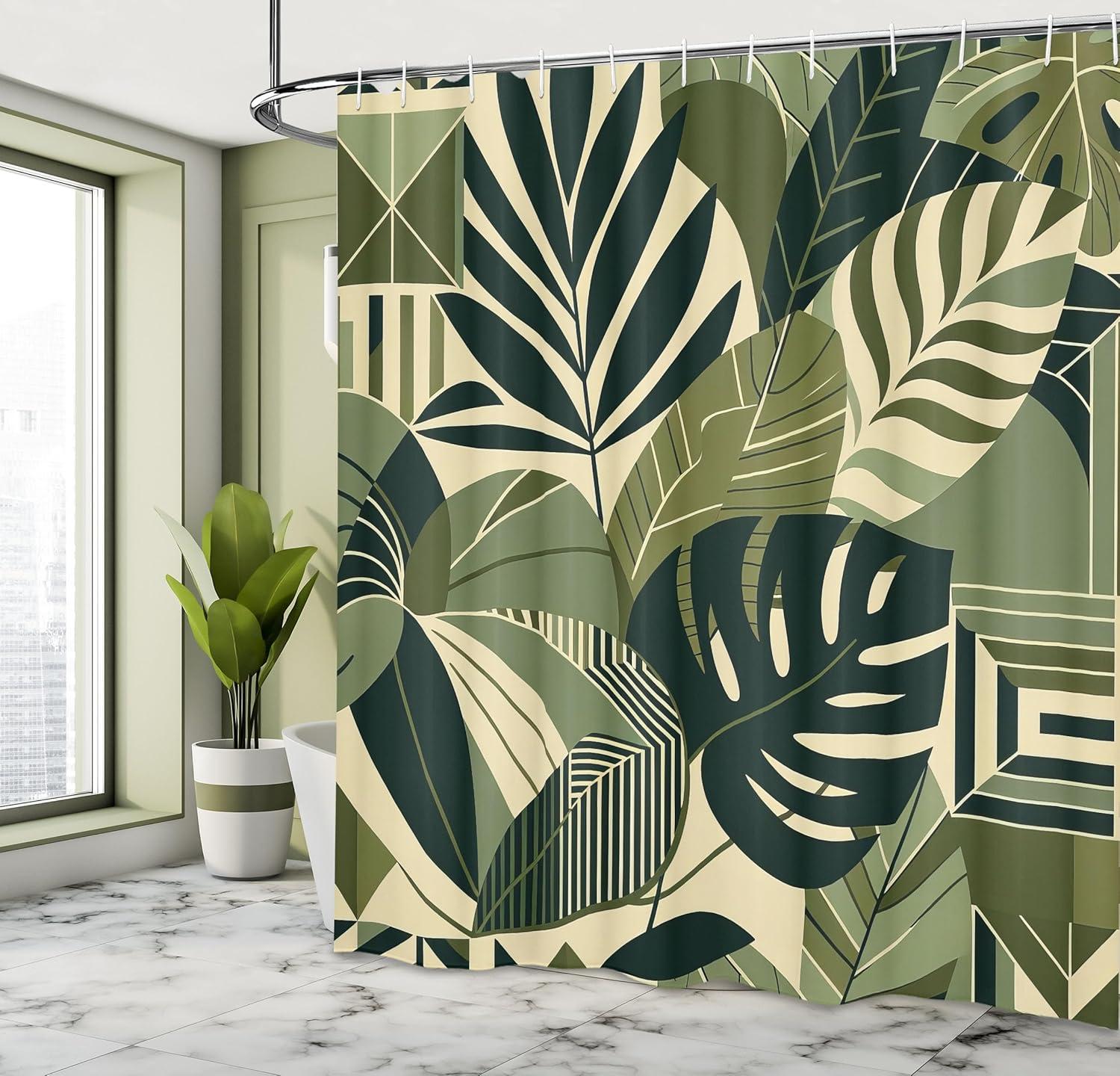 imageAmbesonne Green Shower Curtain Delicate Floral Huddle with Leaves Bohemian Romantic Concept Sage Tones Cloth Fabric Bathroom Decor Set with Hooks 69 W x 70 L Jade Green Pale EggshellLaurel Green and Pale Khaki