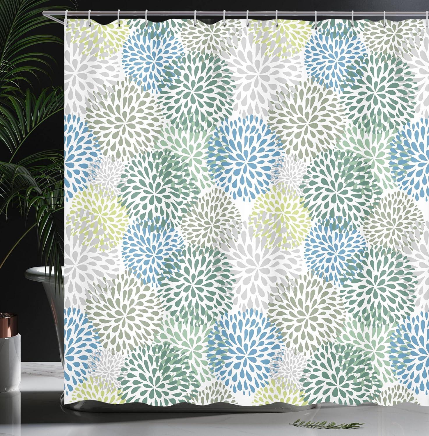 imageAmbesonne Green Shower Curtain Delicate Floral Huddle with Leaves Bohemian Romantic Concept Sage Tones Cloth Fabric Bathroom Decor Set with Hooks 69 W x 70 L Jade Green Pale EggshellPale Green