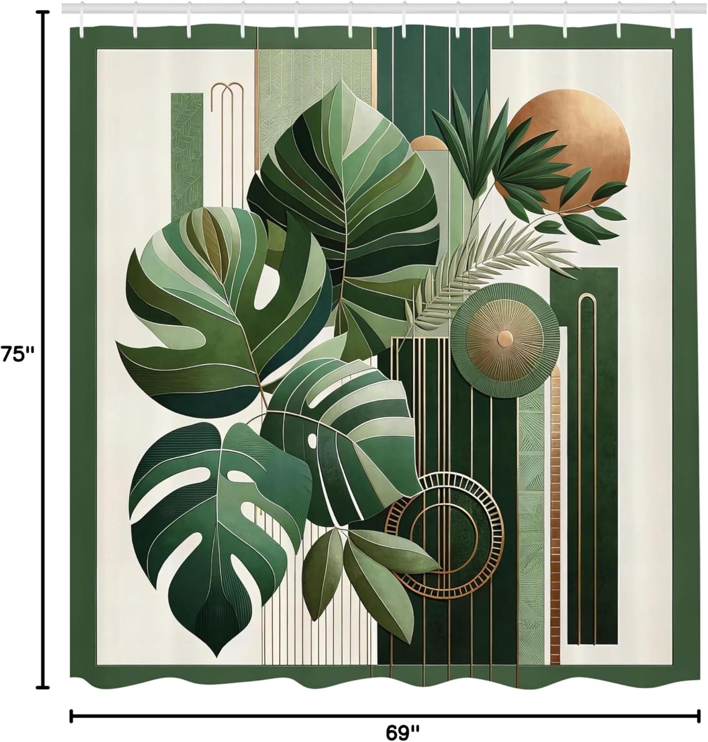 imageAmbesonne Green Shower Curtain Delicate Floral Huddle with Leaves Bohemian Romantic Concept Sage Tones Cloth Fabric Bathroom Decor Set with Hooks 69 W x 70 L Jade Green Pale EggshellHunter Green Camel