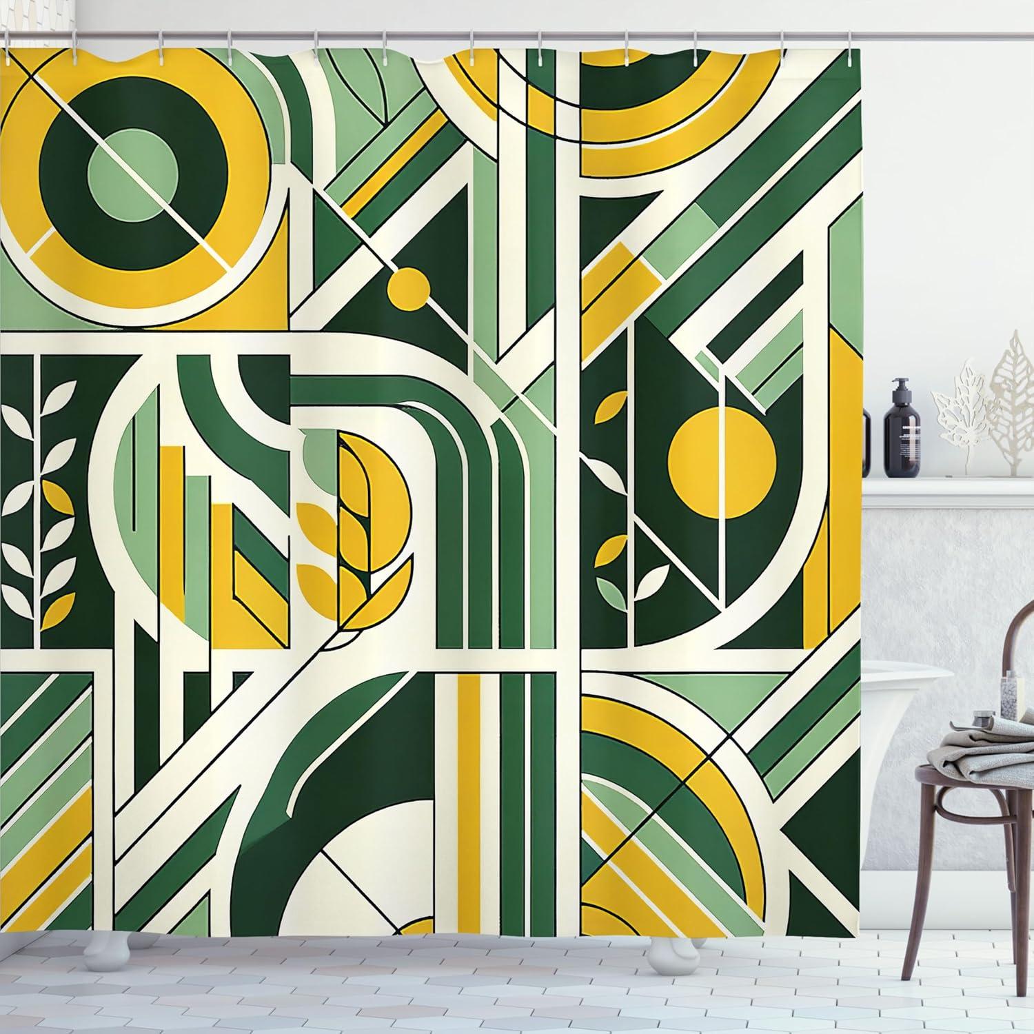 imageAmbesonne Green Shower Curtain Delicate Floral Huddle with Leaves Bohemian Romantic Concept Sage Tones Cloth Fabric Bathroom Decor Set with Hooks 69 W x 70 L Jade Green Pale EggshellEarth Yellow Pale Teal