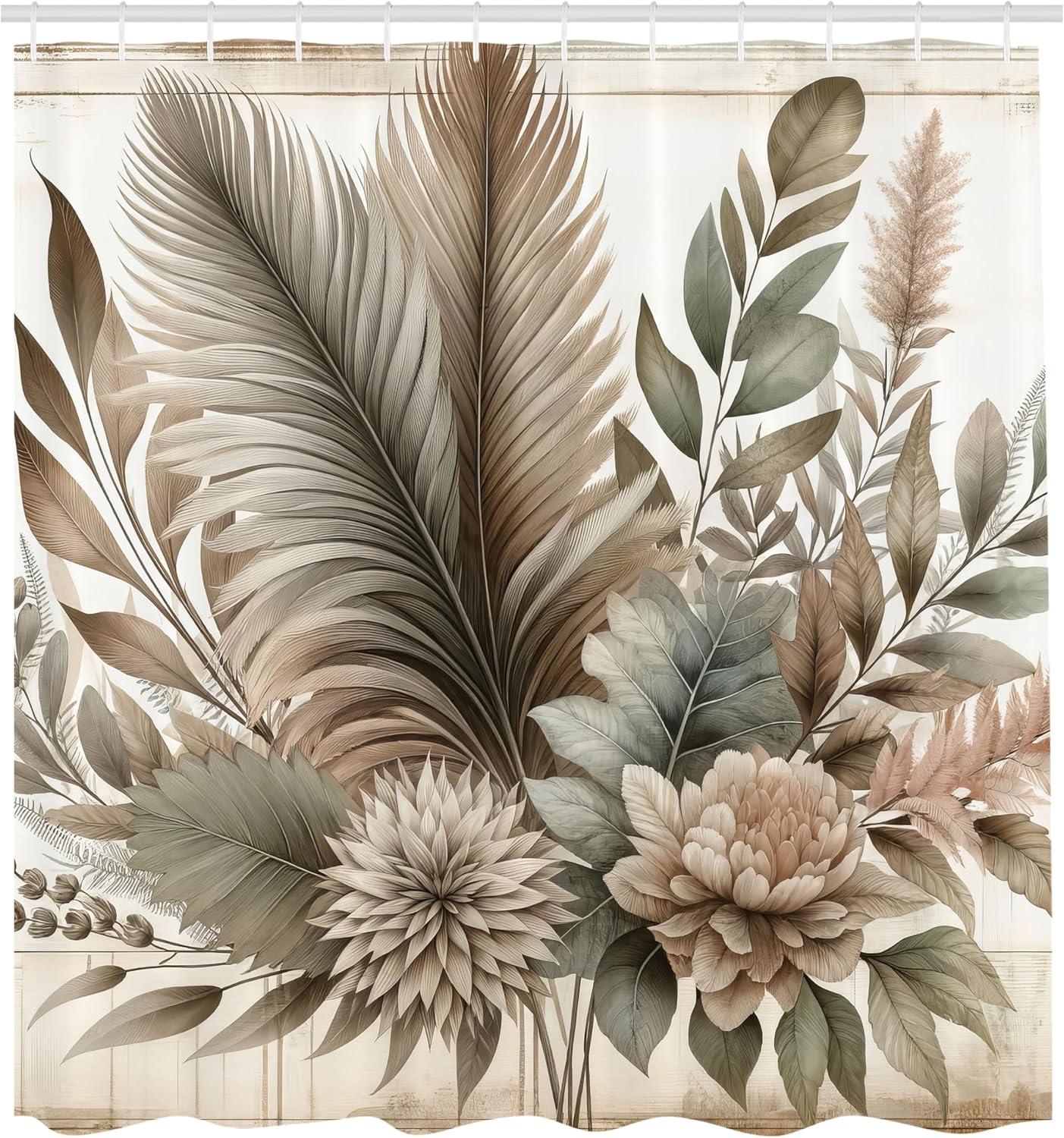 imageAmbesonne Green Shower Curtain Delicate Floral Huddle with Leaves Bohemian Romantic Concept Sage Tones Cloth Fabric Bathroom Decor Set with Hooks 69 W x 70 L Jade Green Pale EggshellPale Sepia Sage Green