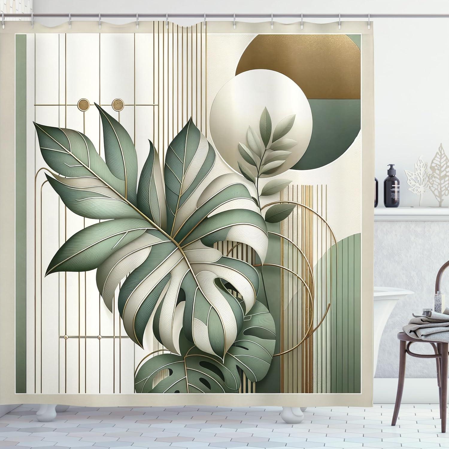 imageAmbesonne Green Shower Curtain Delicate Floral Huddle with Leaves Bohemian Romantic Concept Sage Tones Cloth Fabric Bathroom Decor Set with Hooks 69 W x 70 L Jade Green Pale EggshellPeacock Green Ivory Cocoa