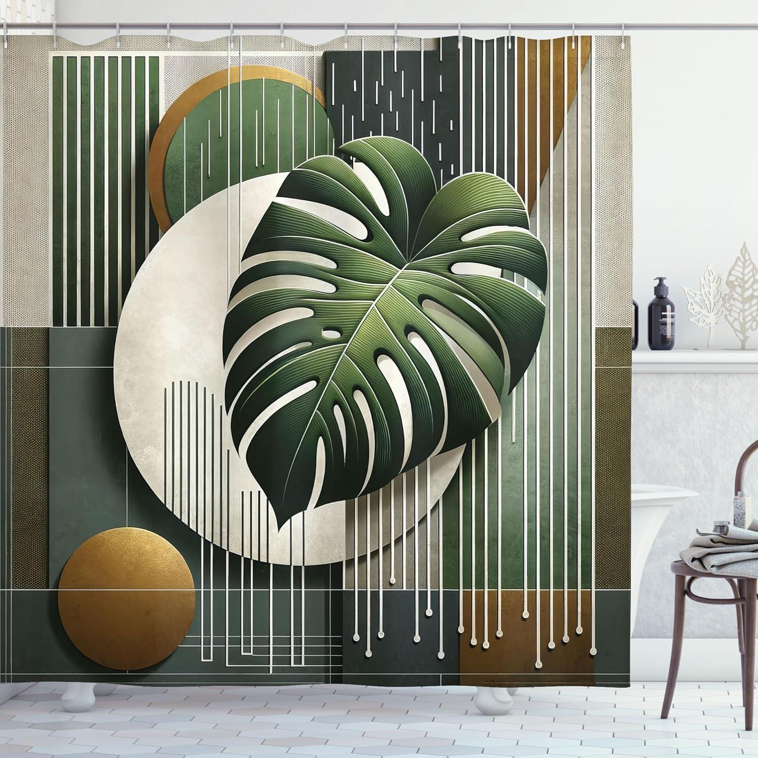 imageAmbesonne Green Shower Curtain Delicate Floral Huddle with Leaves Bohemian Romantic Concept Sage Tones Cloth Fabric Bathroom Decor Set with Hooks 69 W x 70 L Jade Green Pale EggshellLaurel Green Dark Khaki