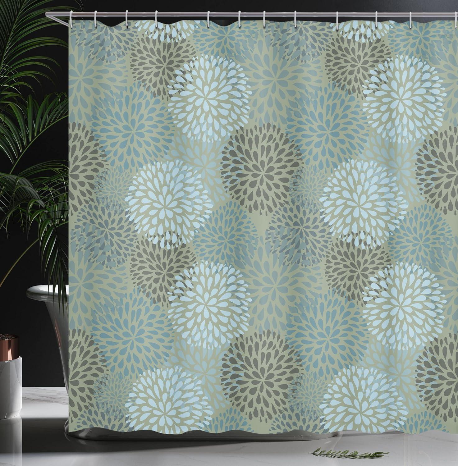 imageAmbesonne Green Shower Curtain Delicate Floral Huddle with Leaves Bohemian Romantic Concept Sage Tones Cloth Fabric Bathroom Decor Set with Hooks 69 W x 70 L Jade Green Pale EggshellSage Green