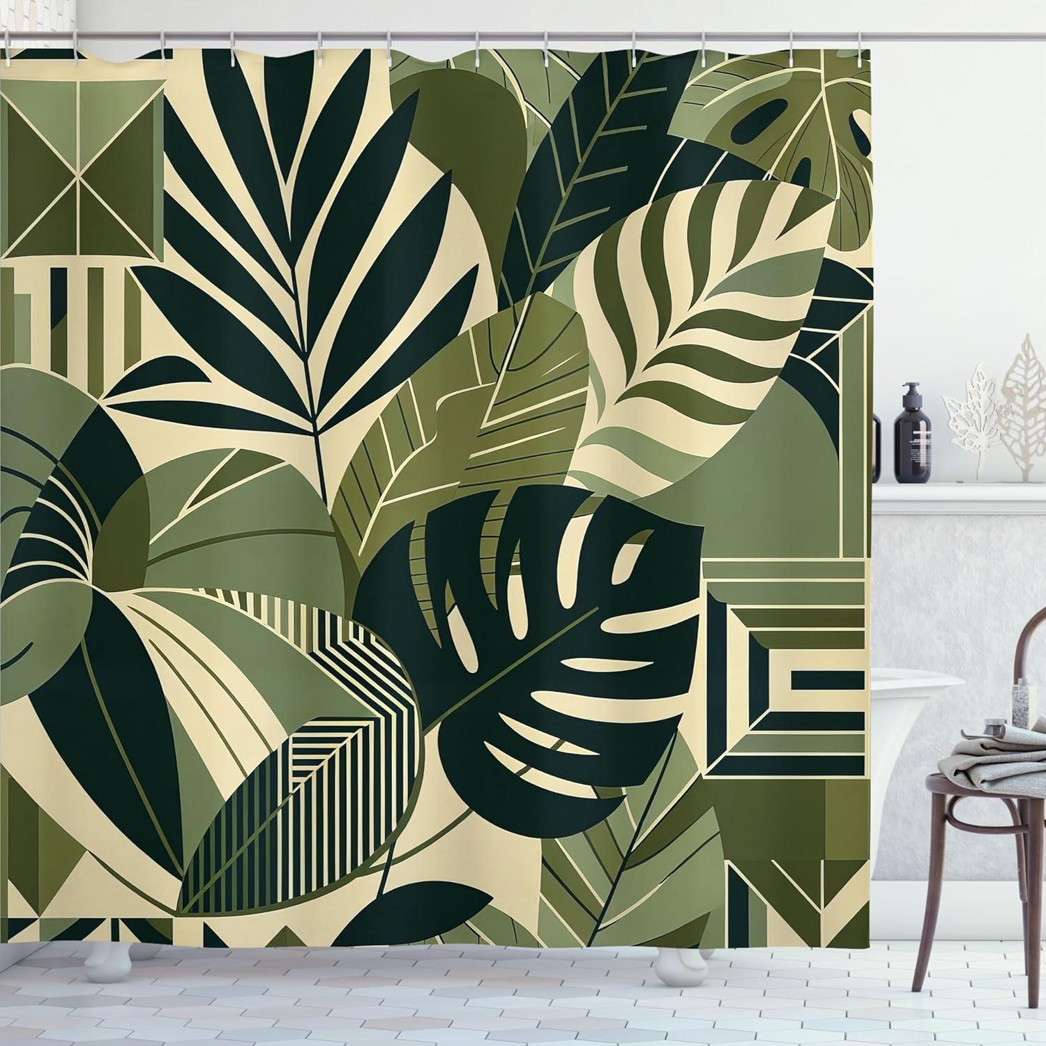 imageAmbesonne Green Shower Curtain Delicate Floral Huddle with Leaves Bohemian Romantic Concept Sage Tones Cloth Fabric Bathroom Decor Set with Hooks 69 W x 70 L Jade Green Pale EggshellLaurel Green and Pale Khaki