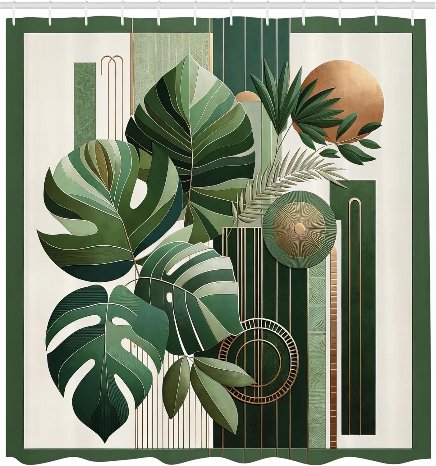 imageAmbesonne Green Shower Curtain Delicate Floral Huddle with Leaves Bohemian Romantic Concept Sage Tones Cloth Fabric Bathroom Decor Set with Hooks 69 W x 70 L Jade Green Pale EggshellHunter Green Camel