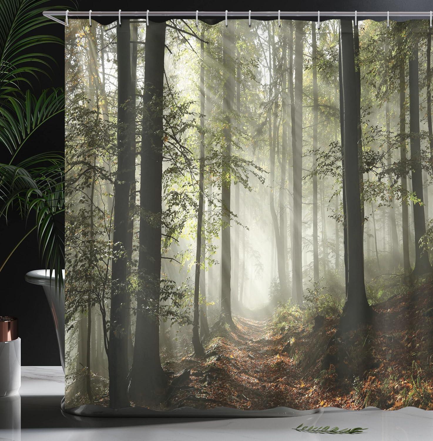 imageAmbesonne Green Shower Curtain Delicate Floral Huddle with Leaves Bohemian Romantic Concept Sage Tones Cloth Fabric Bathroom Decor Set with Hooks 69 W x 70 L Jade Green Pale EggshellGreen Brown