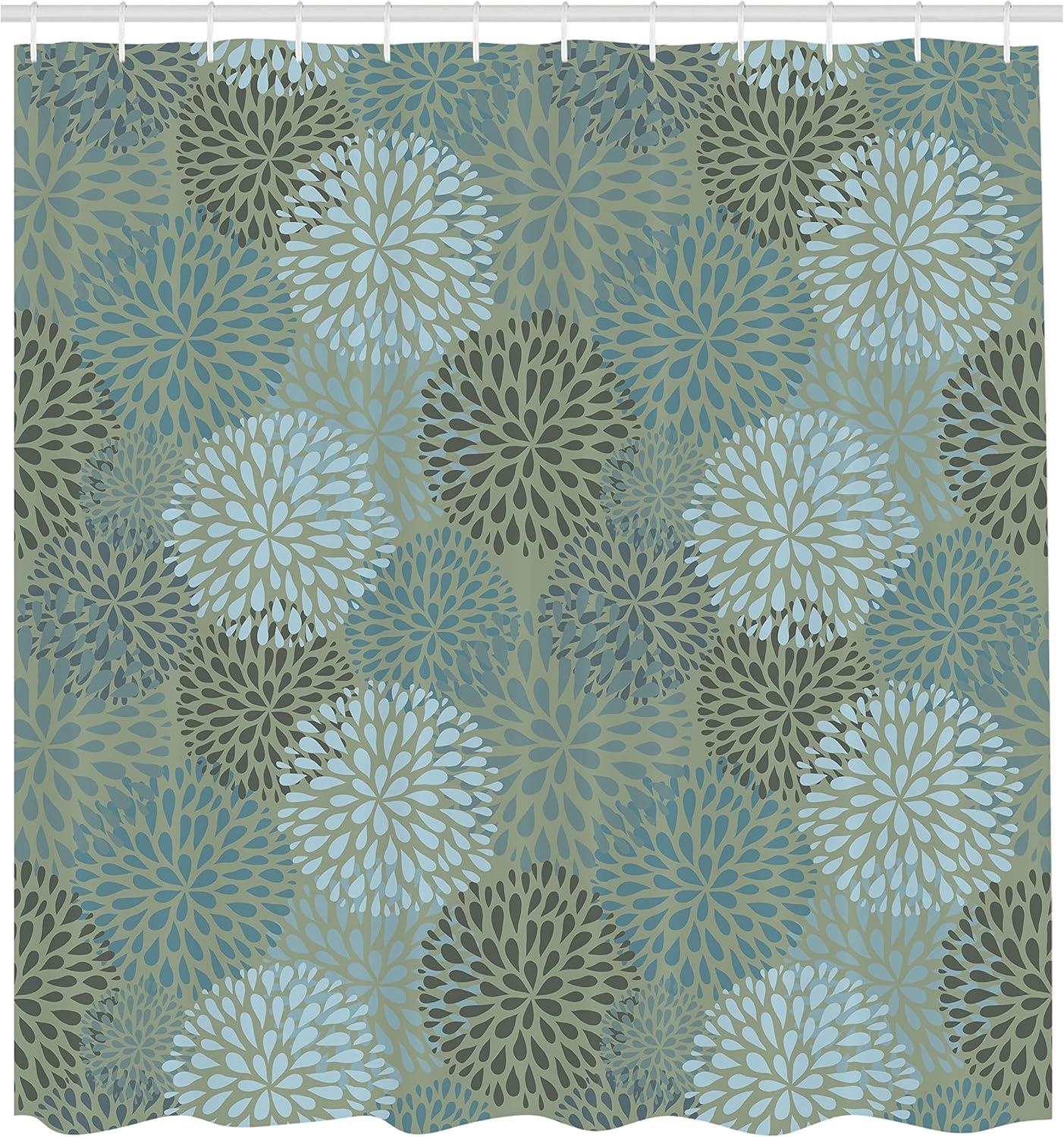 imageAmbesonne Green Shower Curtain Delicate Floral Huddle with Leaves Bohemian Romantic Concept Sage Tones Cloth Fabric Bathroom Decor Set with Hooks 69 W x 70 L Jade Green Pale EggshellSage Green