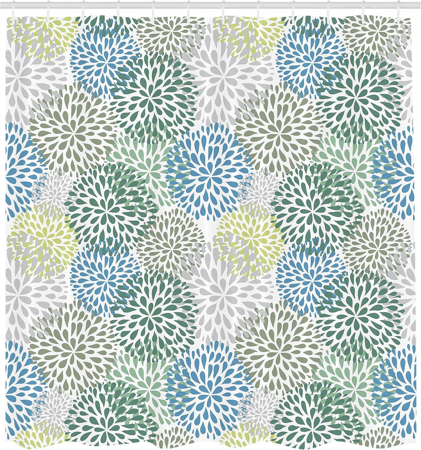 imageAmbesonne Green Shower Curtain Delicate Floral Huddle with Leaves Bohemian Romantic Concept Sage Tones Cloth Fabric Bathroom Decor Set with Hooks 69 W x 70 L Jade Green Pale EggshellPale Green