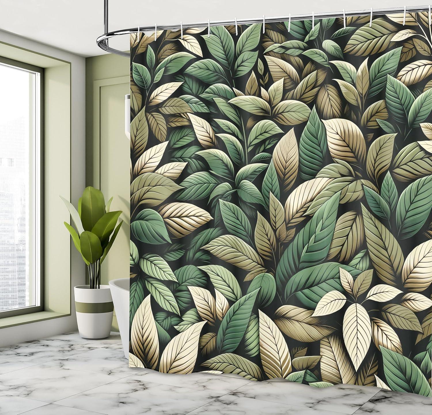 imageAmbesonne Green Shower Curtain Delicate Floral Huddle with Leaves Bohemian Romantic Concept Sage Tones Cloth Fabric Bathroom Decor Set with Hooks 69 W x 70 L Jade Green Pale EggshellLaurel Green and Eggshell